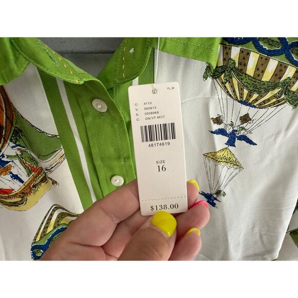 nwt ANTHROPOLOGIE MAEVE sz 16 XL Hot air balloon silk blouse *rare find* - Picture 7 of 9